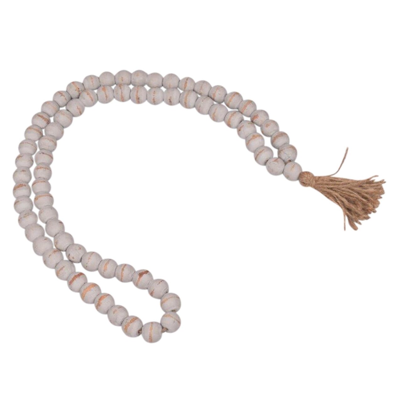 Kingston Living Sphere Beads Wooden Garland with Tassel - 24" - Antique Gray